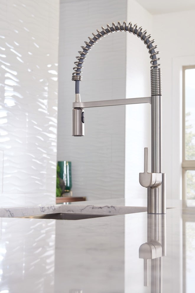Spot Resist Stainless 1-Handle Spring Pulldown Kitchen Faucet
