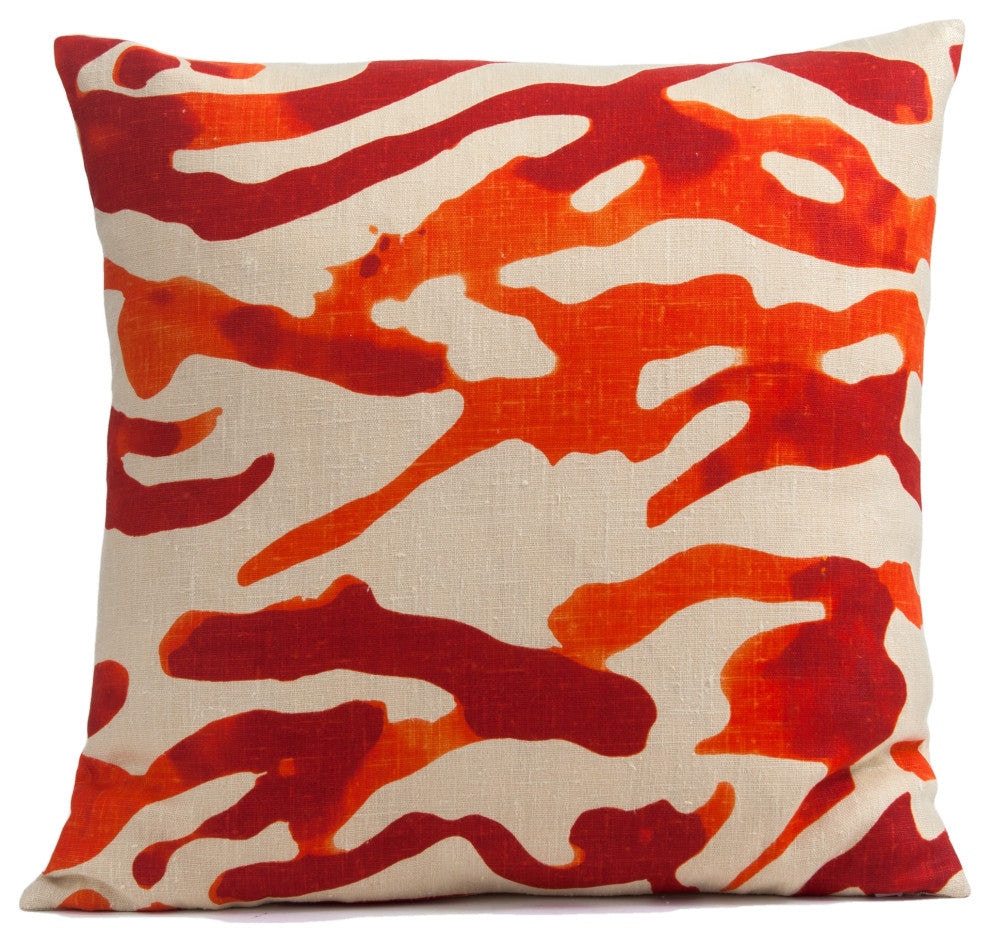 Zebra pillow cover, Jim Thompson fabric, burnt orange throw pillow, animal print