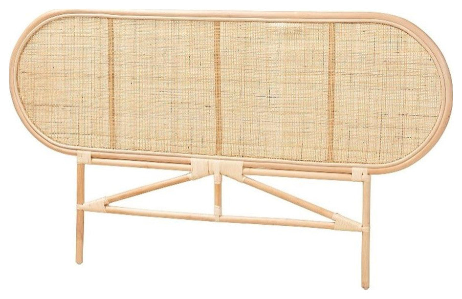 Baxton Studio Reegan Natural Brown Rattan Queen Size Standalone Headboard