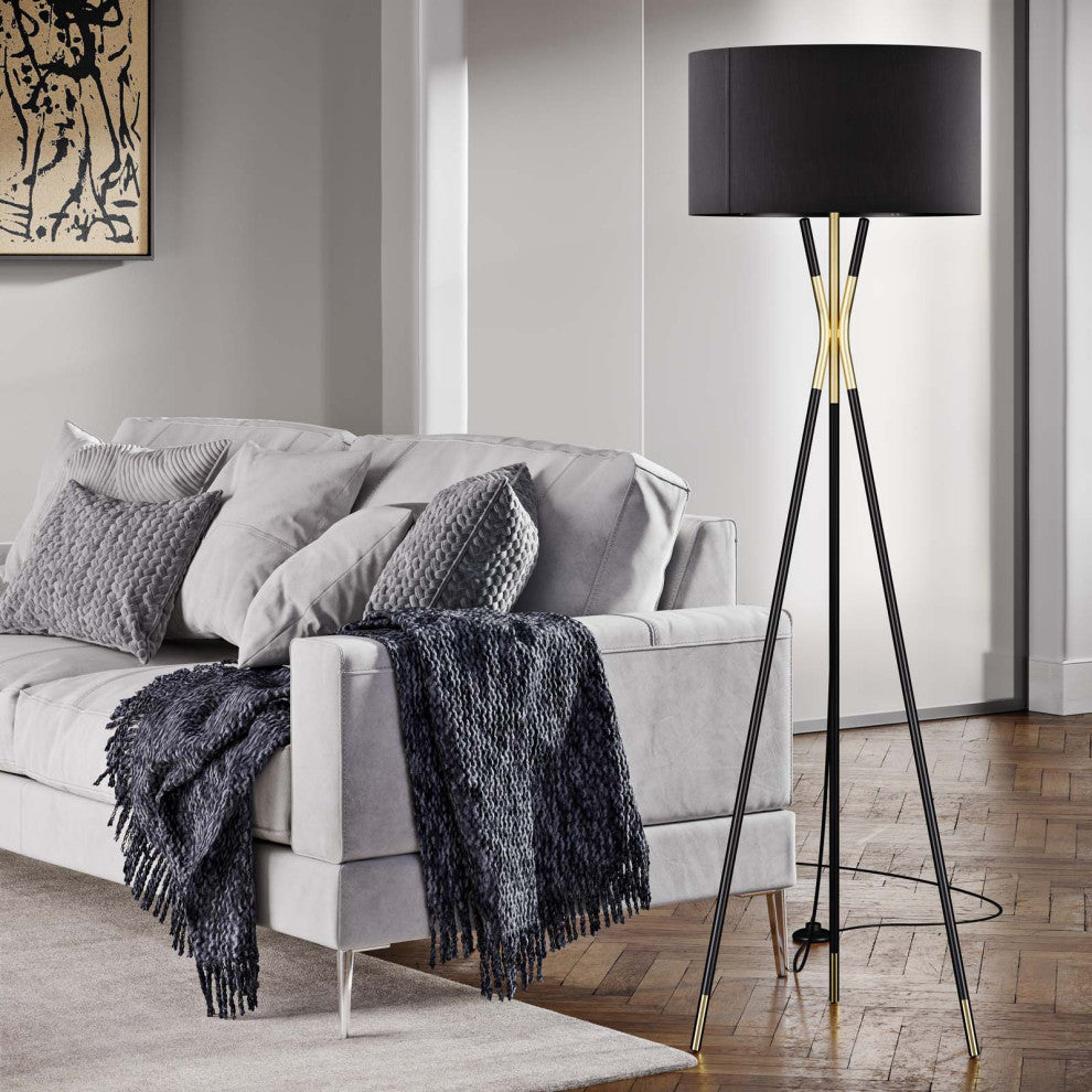 Floor Lamp Light, Black, Metal, Modern, Mid Century Cafe Bistro Hospitality