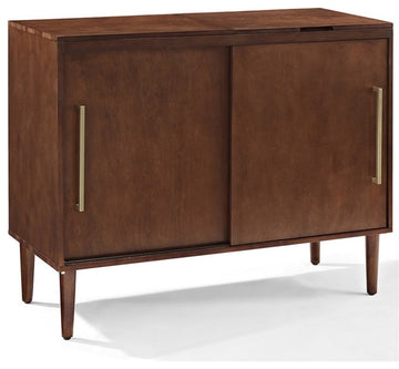 Crosley Furniture Everett Wood Media Console Table in Mahogany/Gold