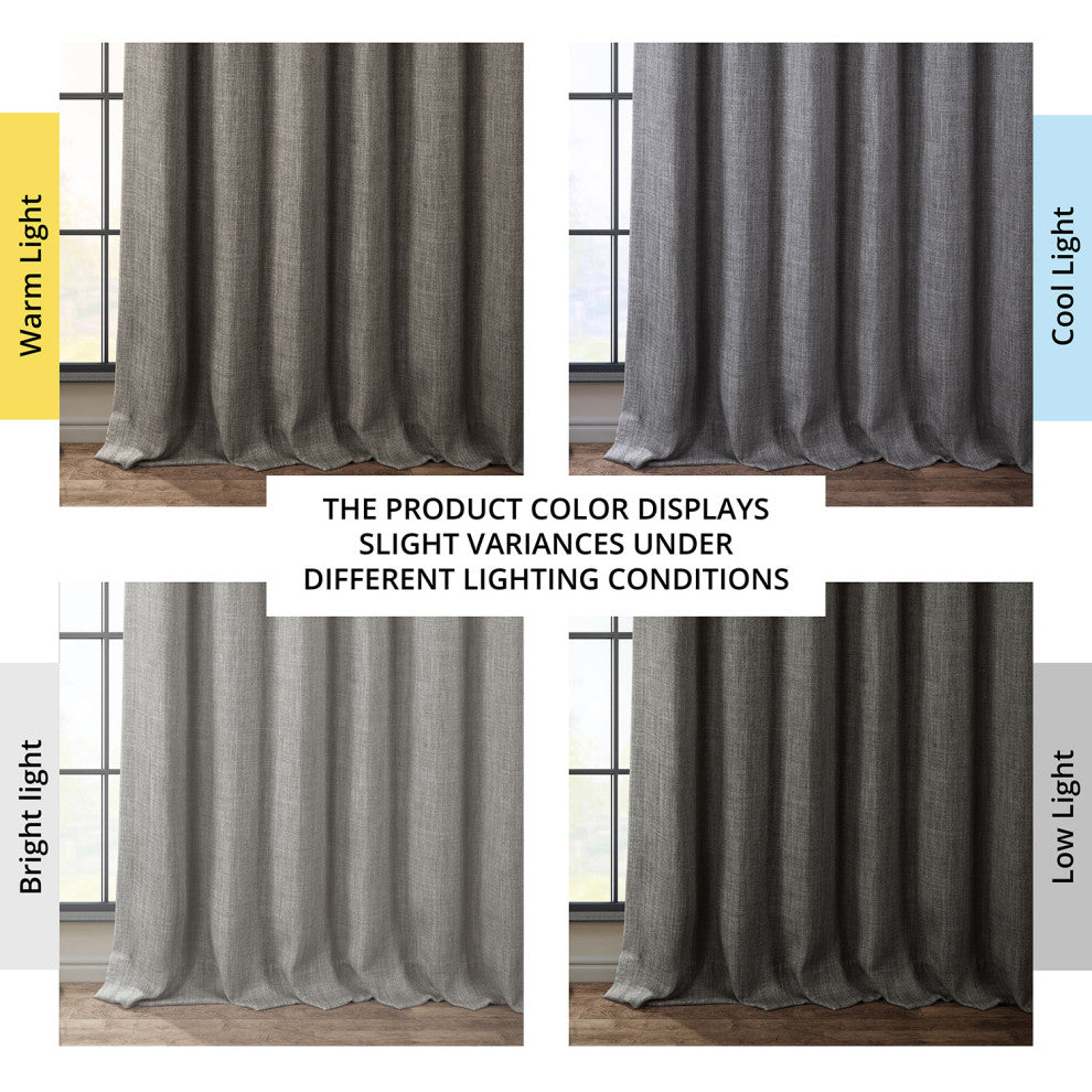 Faux Linen Darkening Curtain Single Panel, Blazer Gray, 50"x108"