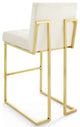 Bar Stool Chair Barstool, Set of 2, Velvet, Gold Ivory White, Pub Cafe Bistro