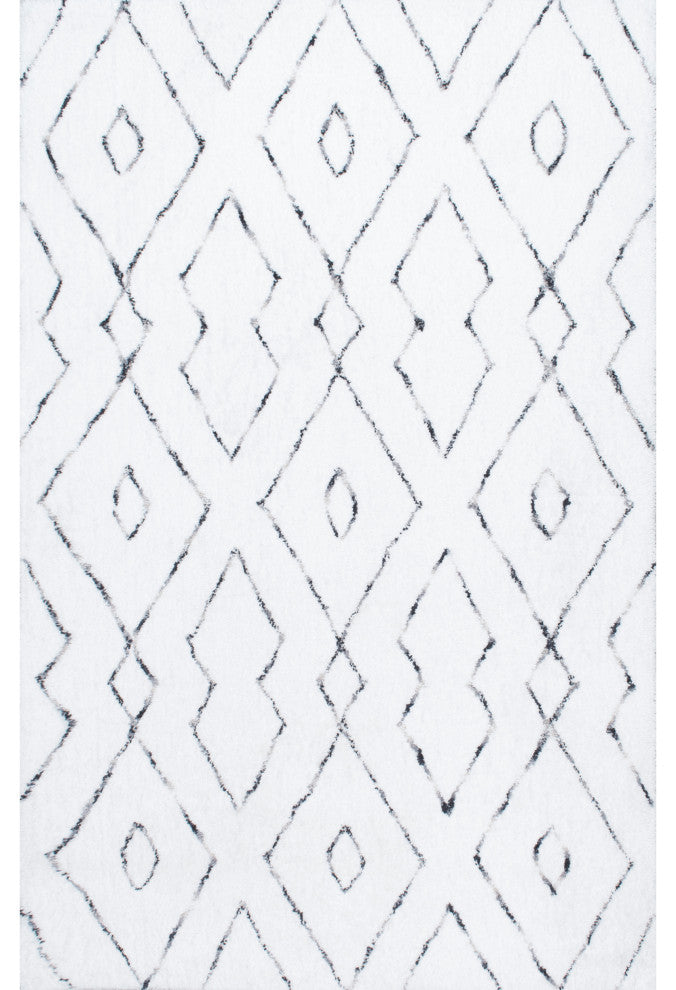 Nuloom Hand Tufted Beaulah Shag Contemporary Area Rug, White 5'x8'