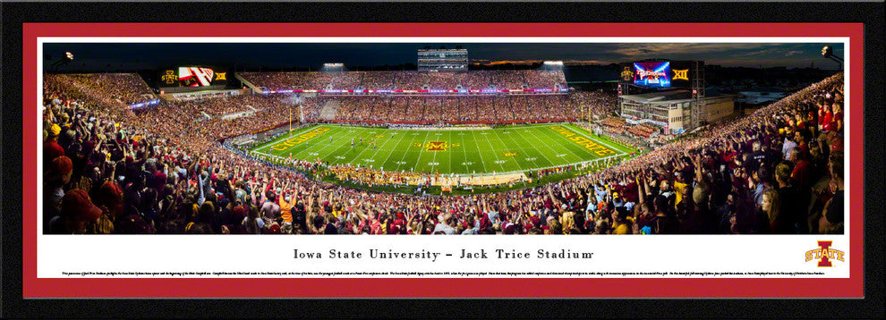 Iowa State Cyclones Night Football, 50 Yard Line, Select Frame