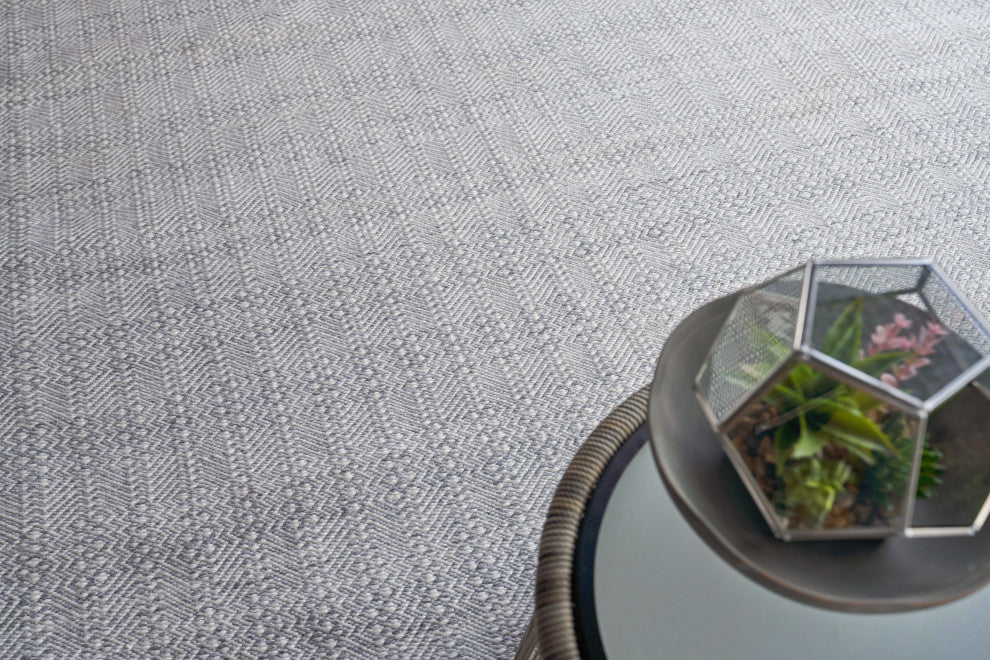 Echo Indoor/Outoor Flatwoven PET yarn Light Silver/Ivory Area Rug