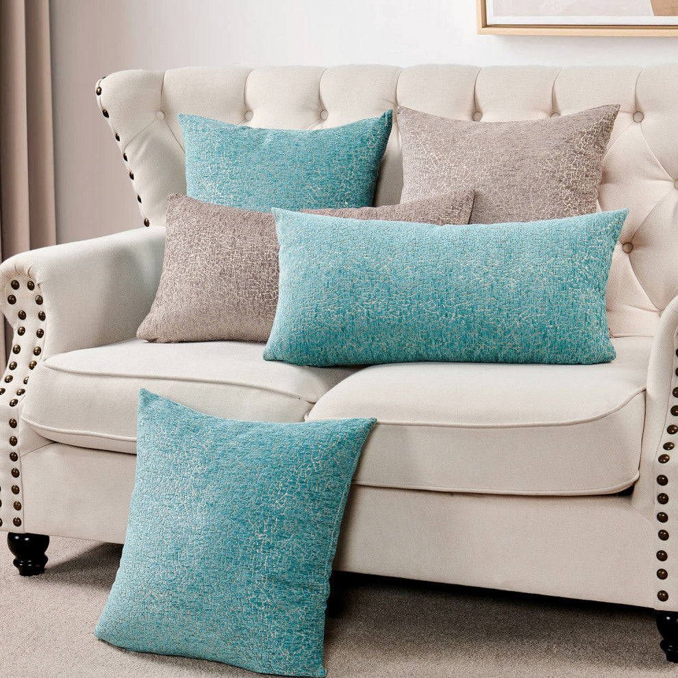 Babati Jacquard Chenille, Set of 2, Turquoise, 20"x20"
