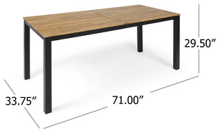 Furman Outdoor Wood and Resin 7 Piece Dining Set, Black and Teak