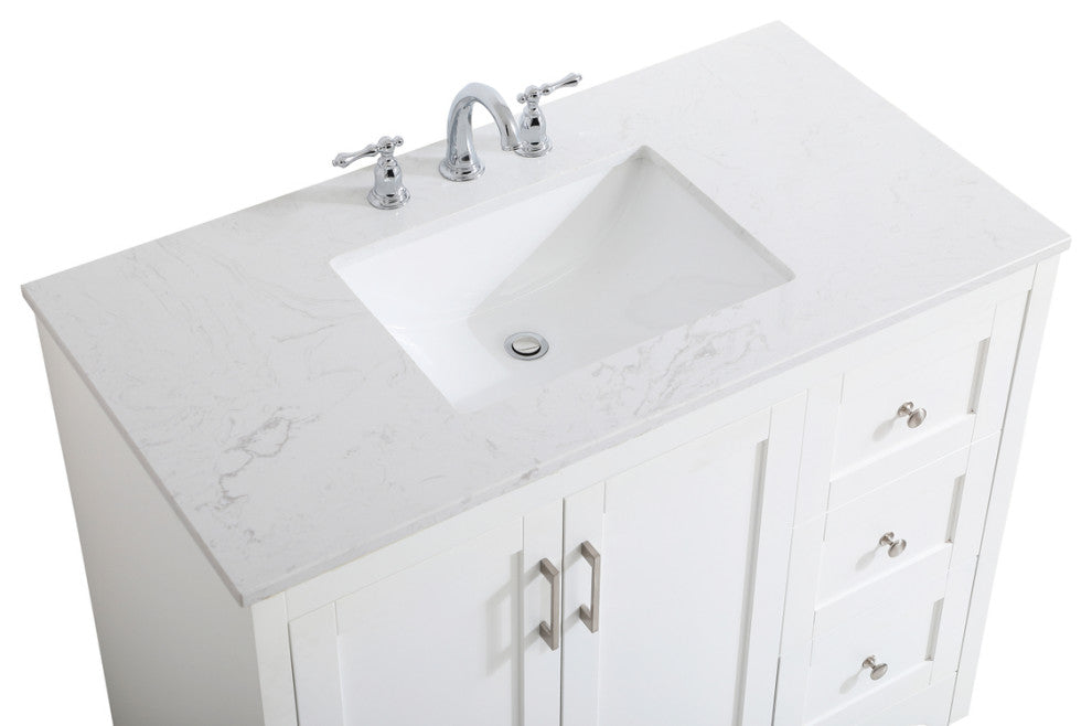 42" Single Bathroom Vanity, White