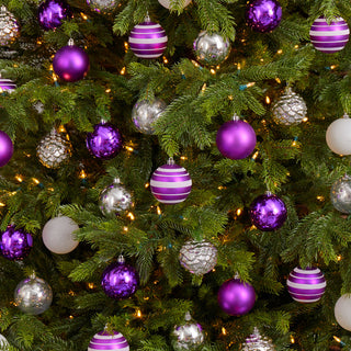 Holiday Shatterproof 64 Count Xmas Tree Ornament Set, 80mm With Re-Useable Box