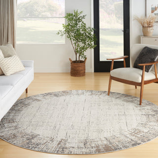 Nourison Elation 7'10" Round Ivory Grey Modern Indoor Area Rug
