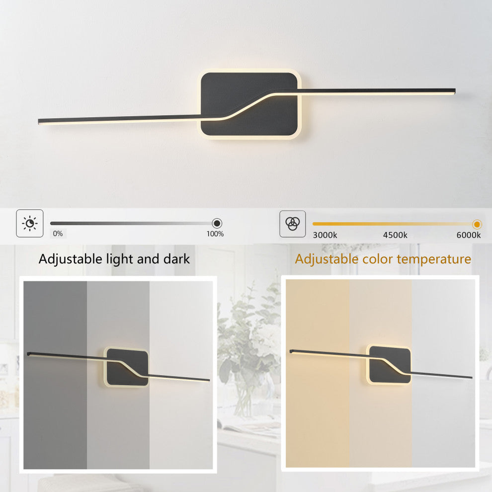 Modern LED Dimmable Vanity Light Over Mirror for Bathroom Lighting, Black