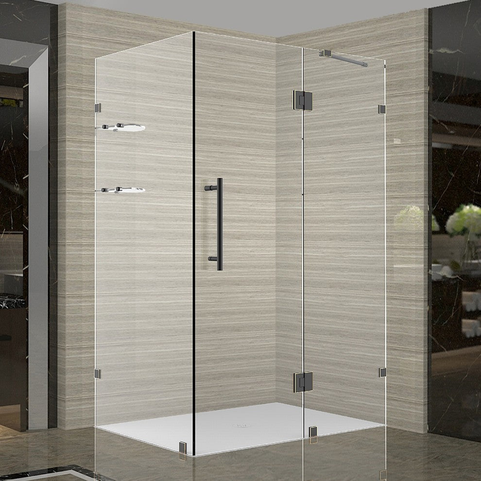 Avalux GS Frameless Shower Enclosure and Shelves, Oil Rubbed Bronze, 34"x30"x72"