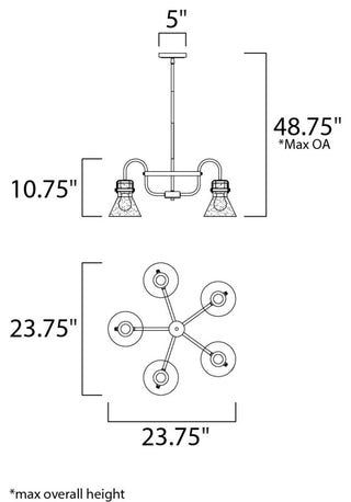 Maxim 26117 Seafarer 5 Light 24" Seedy Glass Chandelier - Polished Chrome