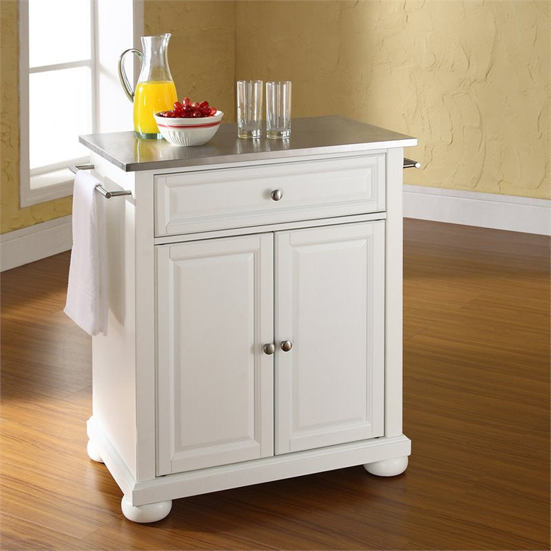 Crosley Furniture Alexandria Wood Portable Kitchen Island in White