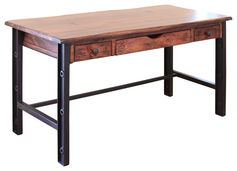 Granville Cast Iron Base and Solid Parota Wood Top 60" Desk