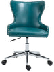 Hendrix Swivel and Adjustable Vegan Leather Office Chair, Blue, Rich Chrome Base
