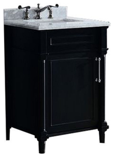 Continental Single Vanity, Espresso, White Carrara Marble, 24"