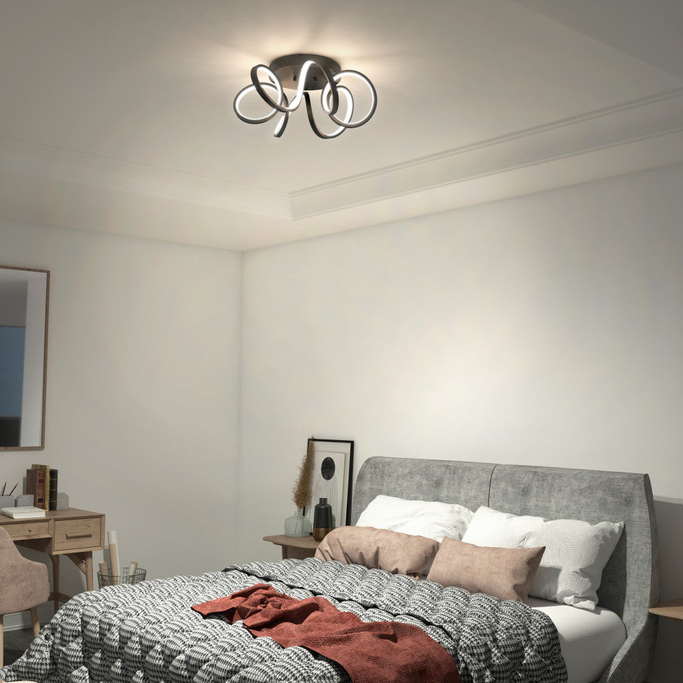 Artika Ribbon Ceiling Flushmount Light, Black