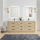 Porto Bath Vanity with White Quartz Stone Top, Natural Oak, 84 in., No Mirror