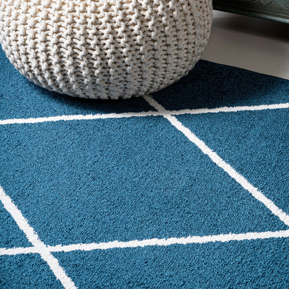 Cole Minimalist Diamond Trellis Navy/White 5'x8' Area Rug