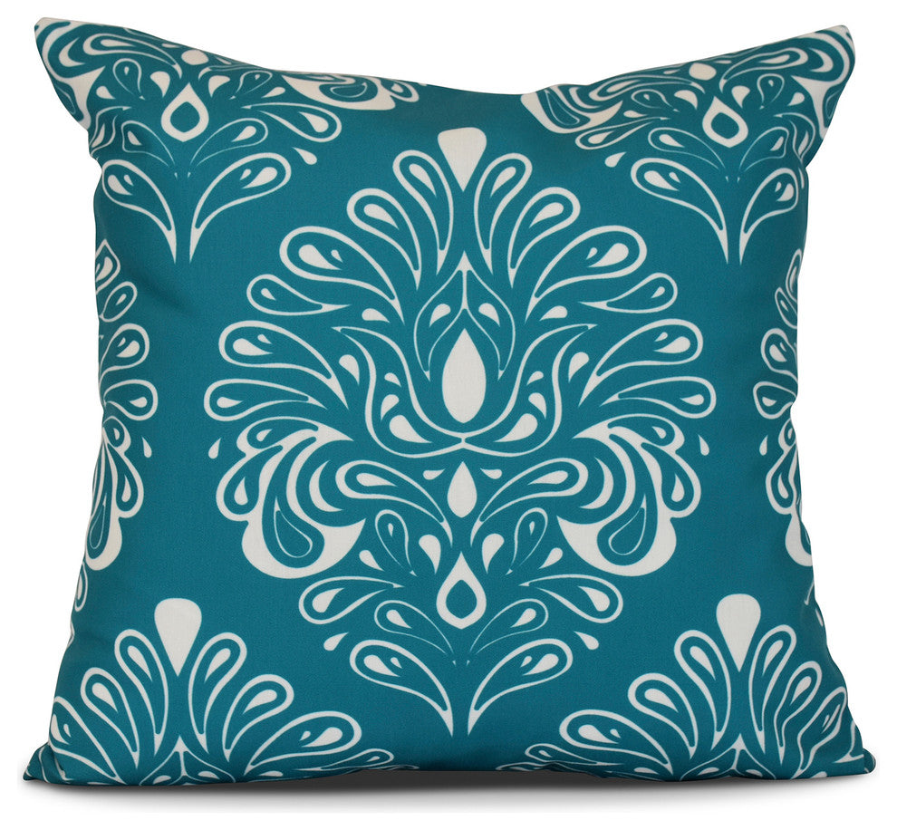 18x18", Veranda, Geometric Print Pillow, Teal