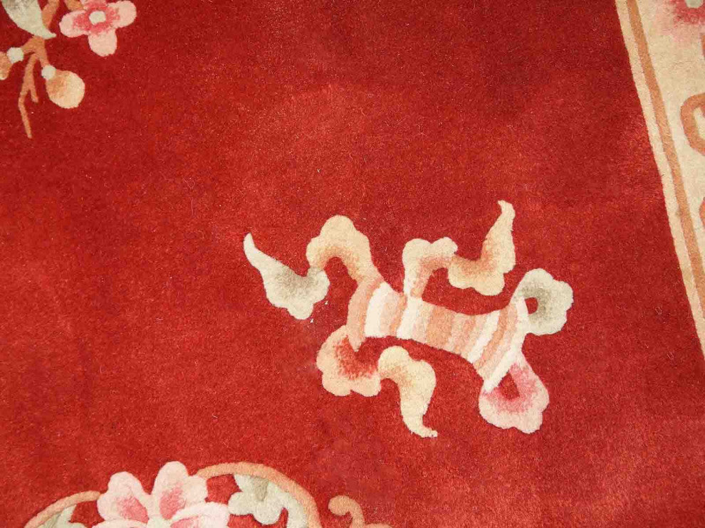 Handmade Vintage Art Deco Chinese Rug, 3.9'x6.5', 120cmx200cm 1970s