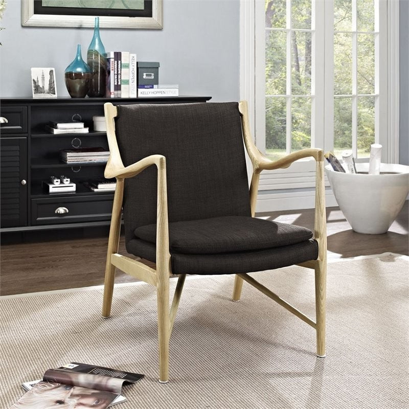 Modern Natural Brown Makeshift Upholstered Lounge Chair