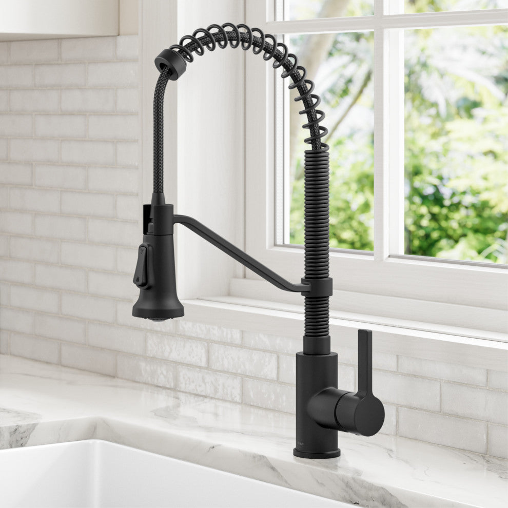 KRAUS Britt Commercial Style 2-Function 1-Handle Pull Down Kitchen Faucet MB