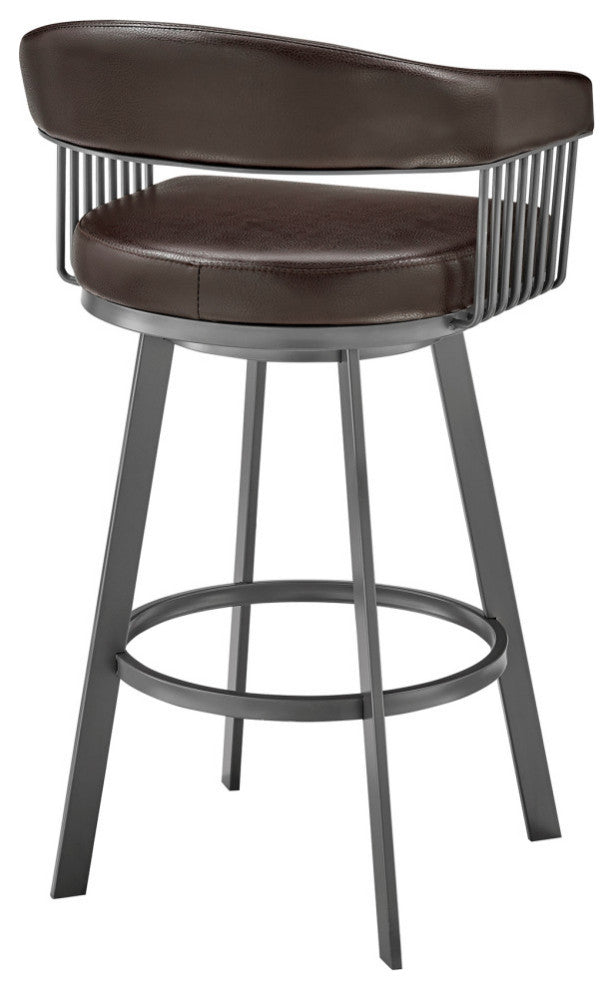 Chelsea 30" Swivel Bar Stool, Java Brown Finish and Chocolate Faux Leather