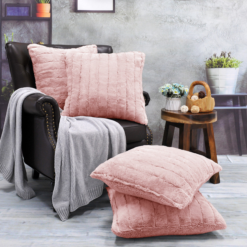 Super Mink Throw Pillow Covers, Set of 4, Rose Smoke, 20''x20''