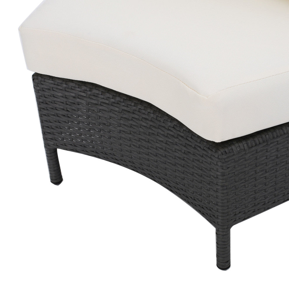 Harper Outdoor Wicker Curved Loveseat Sectional With Cushions, Gray/White