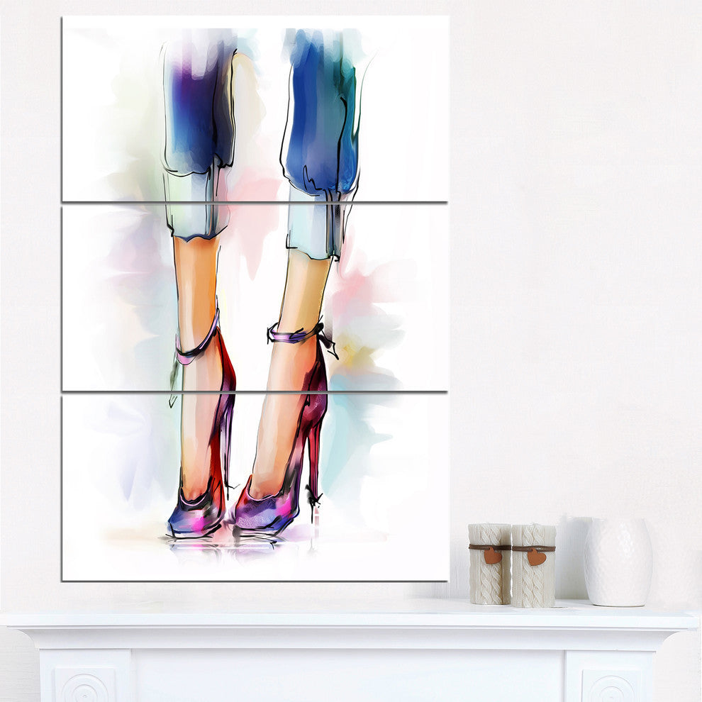 "Female Legs and Shoes" Digital Glossy Metal Wall Art, 3 Panels, 28"x36"