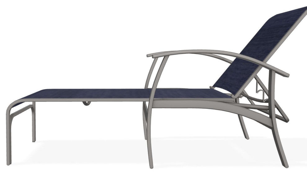 Belle Isle Sling 4-Position Outdoor Chaise Lounge, Collect Indigo/Warm Gray