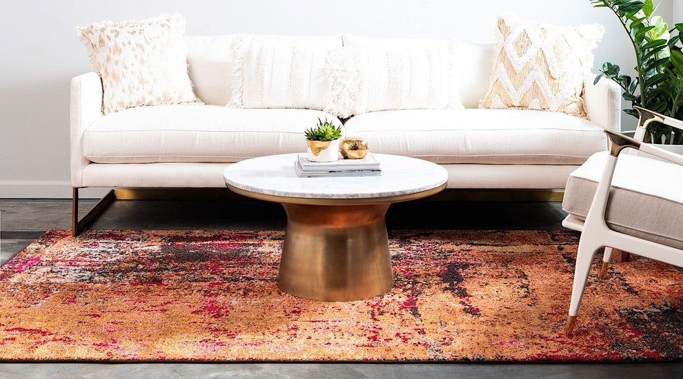 Contemporary Estelle 8' Round Fiery Area Rug