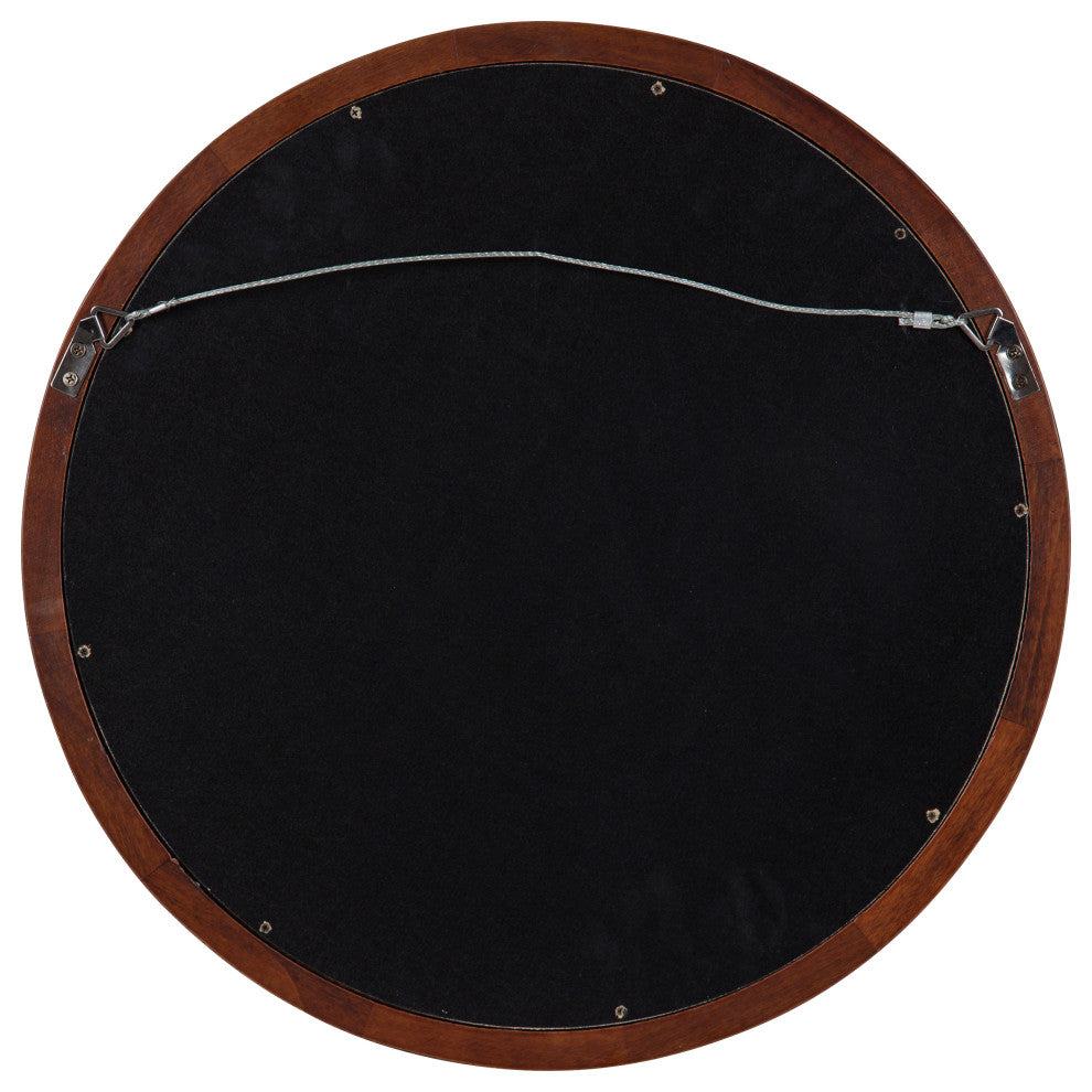 Hogan Round Framed Wall Mirror, Walnut Brown 18 Diameter