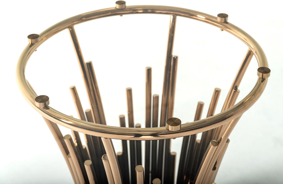 Modrest Paxton Modern Round Glass and Rosegold Dining Table