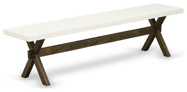 6-Piece Set, 4 Chairs-Top Table and Small Bench, Linen White and Jacobean