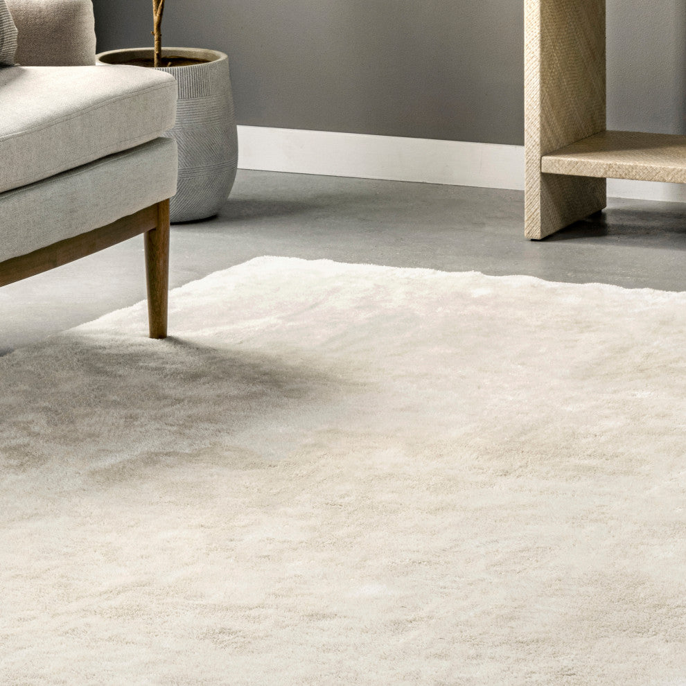 nuLOOM Loni Solid Machine Washable Shag Area Rug, Cream, 6'x9'