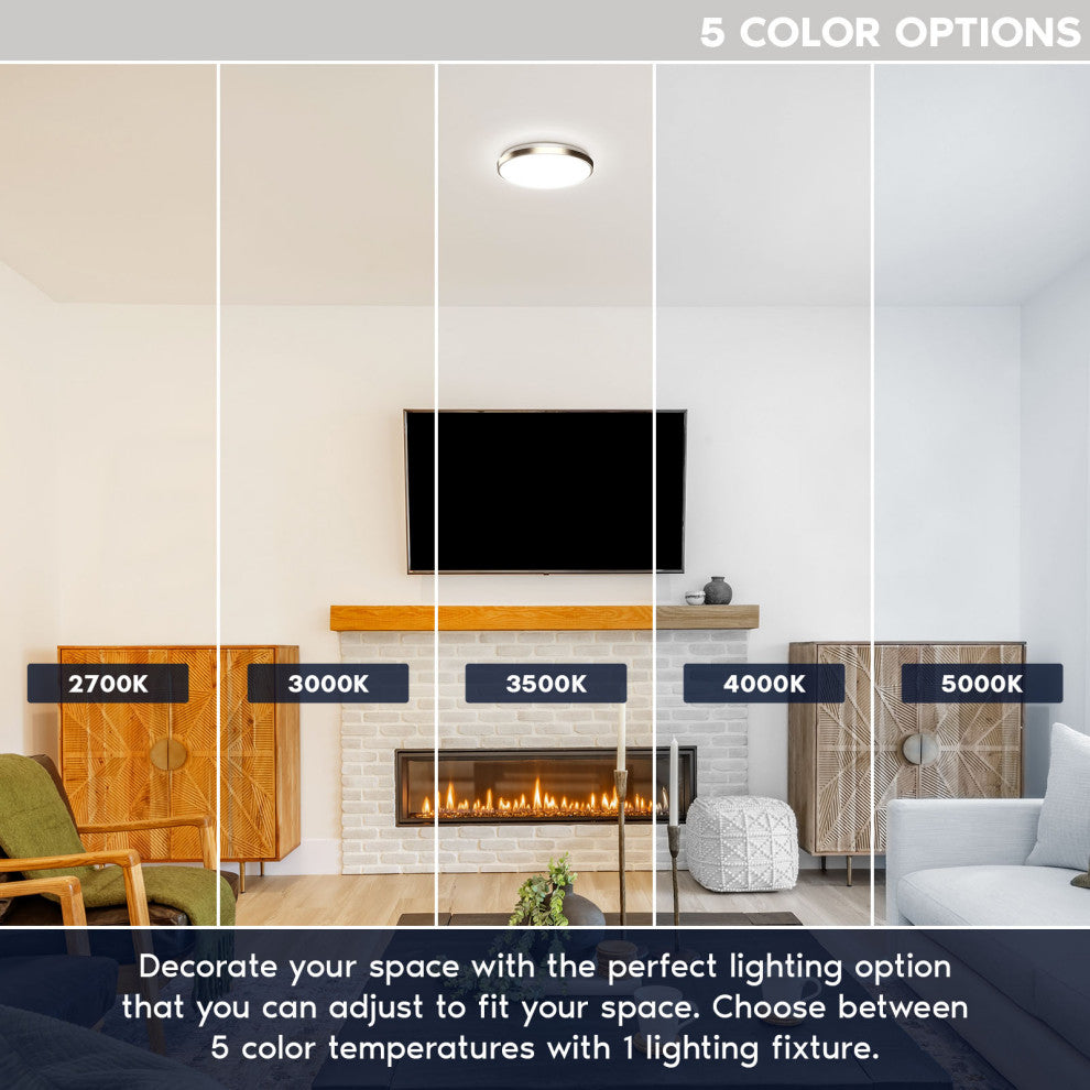 Luxrite Motion Sensor LED Flush Mount Light 11 Inch 5CCT 16W 1200LM
