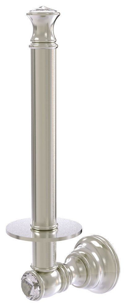 Carolina Crystal Upright Toilet Paper Holder, Satin Nickel