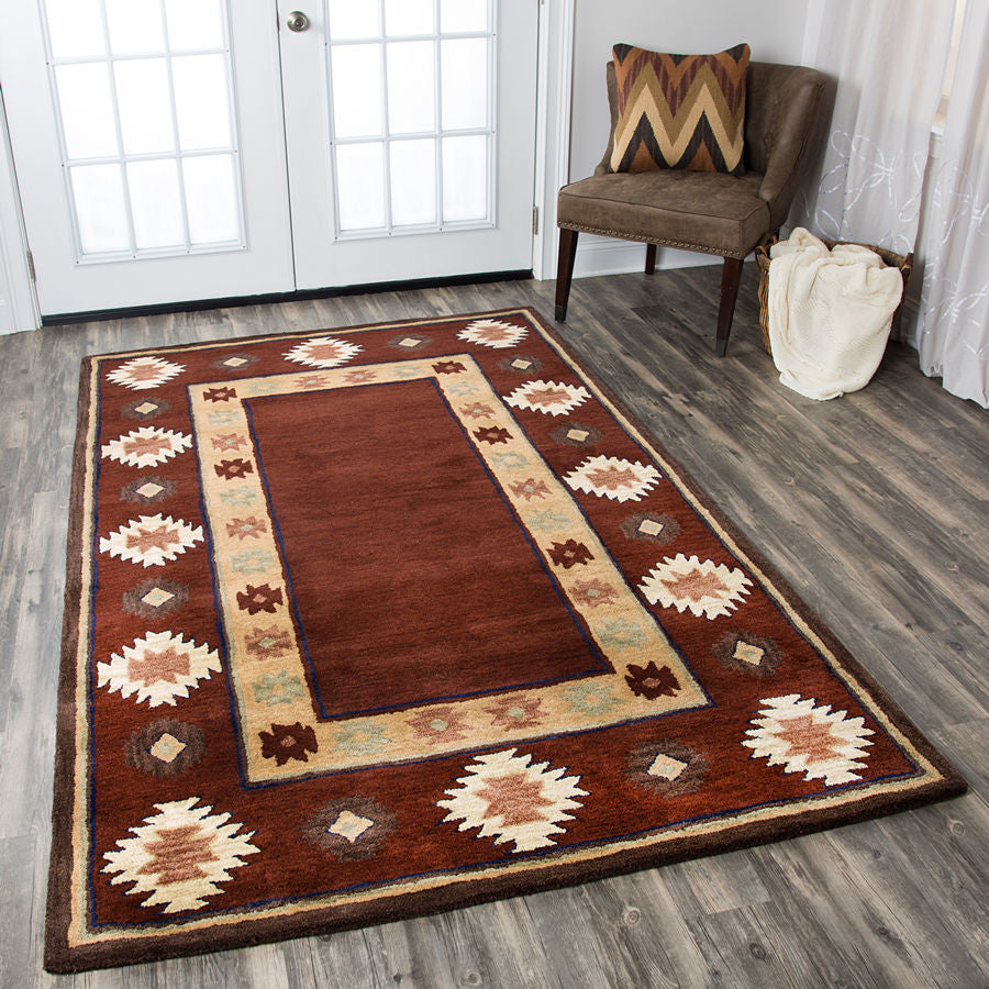Southwest SU2014 Burgundy Southwest/Tribal Area Rug, Rectangular 5'x8'