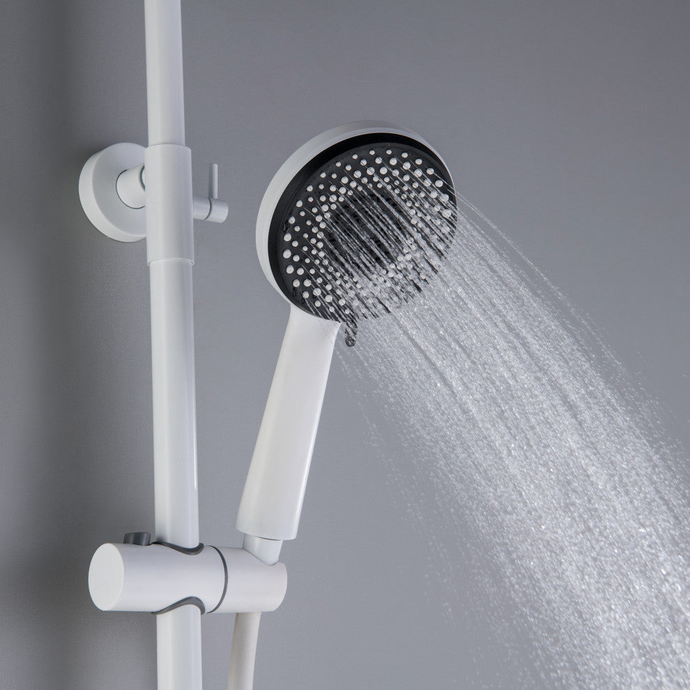 Trendy Design Multi-Function Complete Shower System With Rough-in Valve, Pure Wh