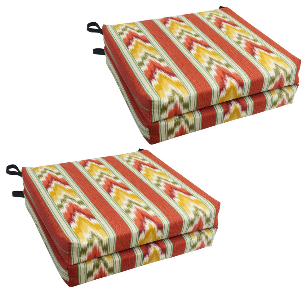 20"X19" Patterned Outdoor Chair Cushions, Set of 4, Libella Sangri