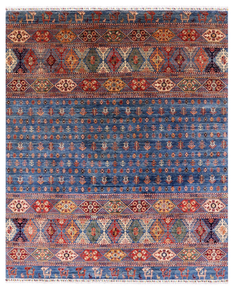 Hand Knotted Persian Tribal Gabbeh Wool Rug 8' 5" X 9' 10" Q4898