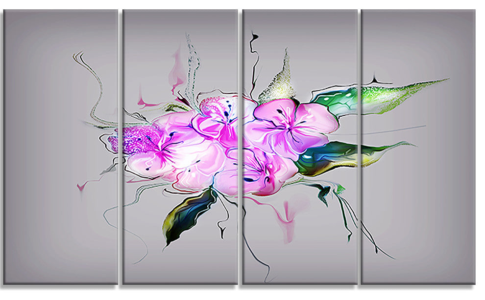 Purple and Pink Pansies Flowers, Large Animal Canvas Print, 48"x28", 4 Panels