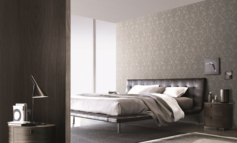 Serendipity 2, Traditional Damask Solid Wallpaper, Cream, Roll, 21"x33'