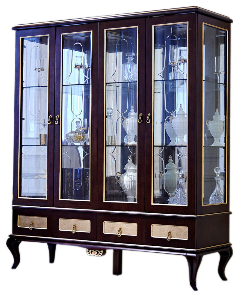 Infinity Walnut and Cream 4-Door Showcase