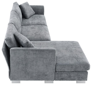 Alice Modern L-Shaped Cloud Chenille Sectional Chaise Sofa with 2 Pillows, Gray