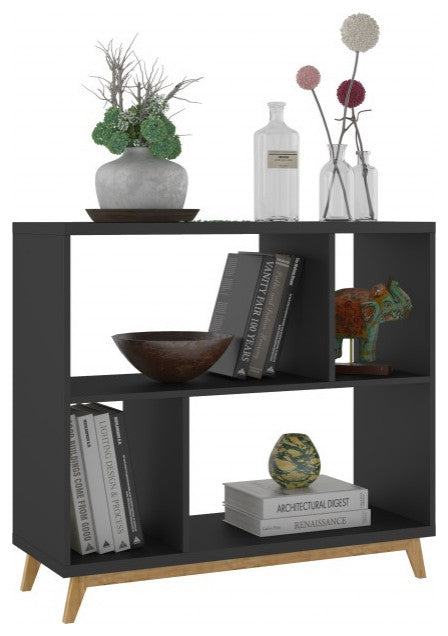 Modern Black And Natural Bookcase